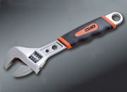 ADJUSTABLE WRENCH TPR TWO COLOR HANDLE WITH SCALE